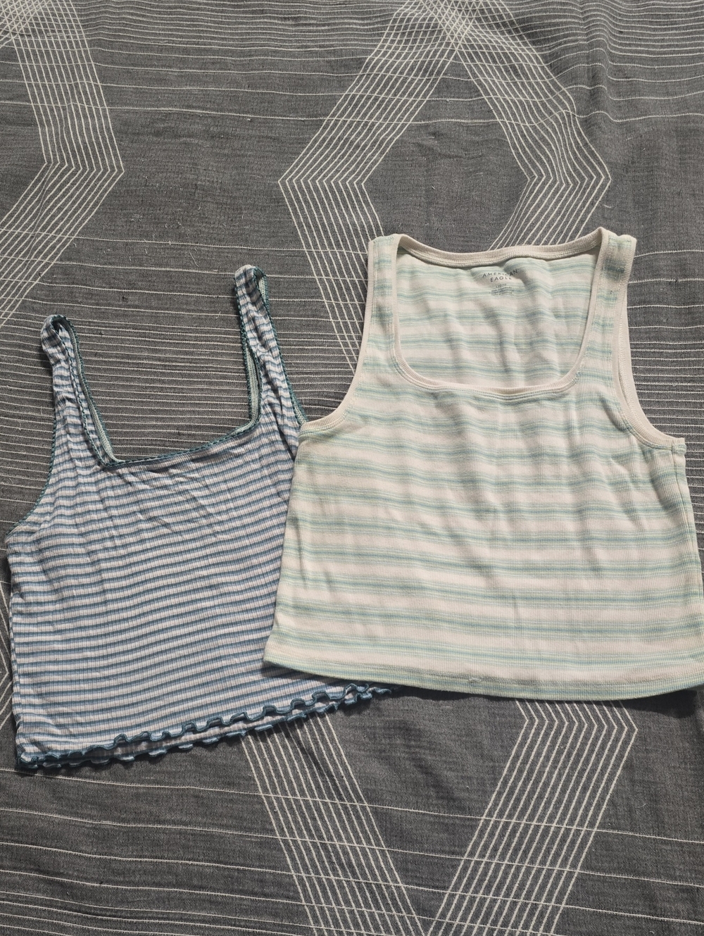 American Eagle Striped Tank Top in Light Blue & Mint